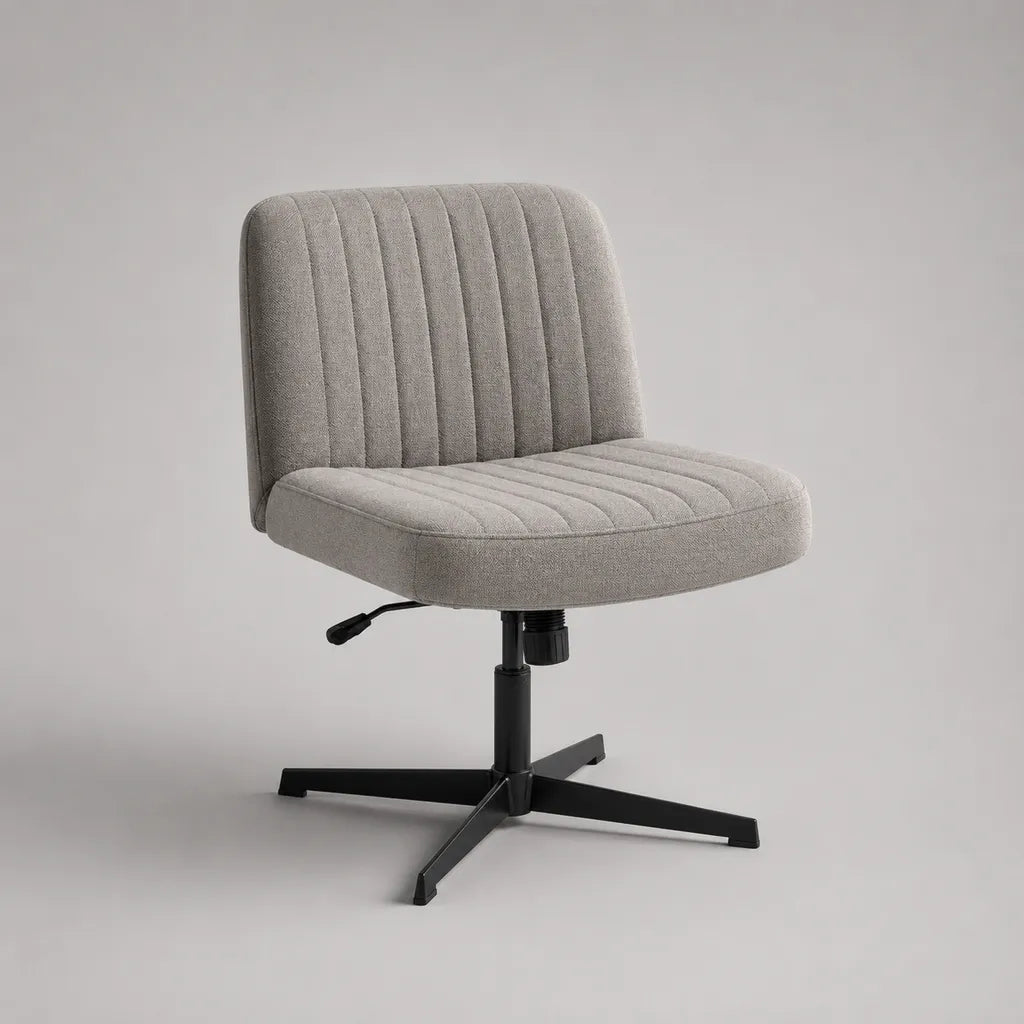 Bürostuhl höhenverstellbar und drehbar ohne Armlehnen mit Polyesterbezug und Stahlfuß, Grau/Schwarz, 58 × 60 × 78–88 cm